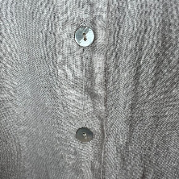 Stella Martini Tunic Top Women Small Beige 100% Linen Button Up Sleeveless Italy - Picture 5 of 12